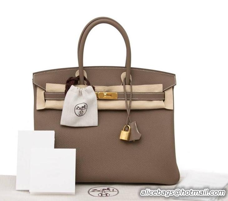 Brand New Hermes Birkin 35cm Togo Leather Bag H35 Etoupe Gold Hardware