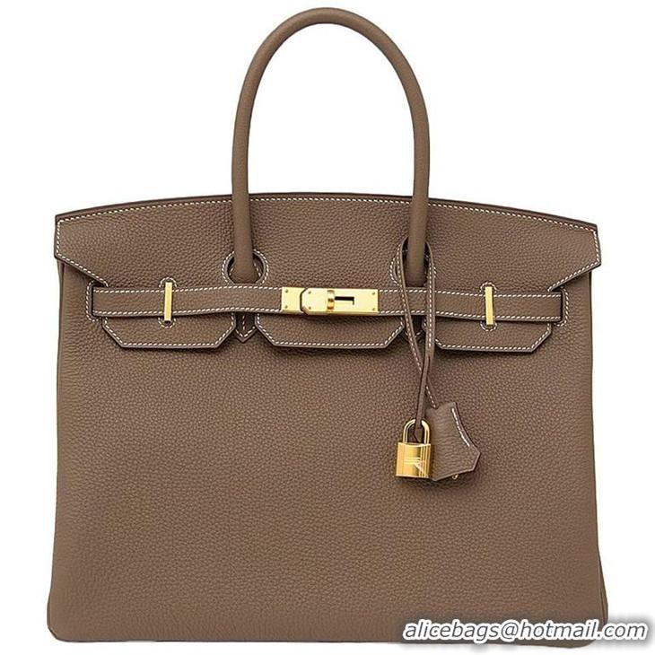 Brand New Hermes Birkin 35cm Togo Leather Bag H35 Etoupe Gold Hardware