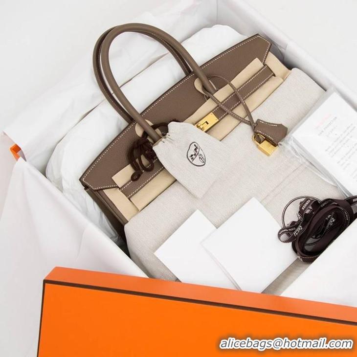 Brand New Hermes Birkin 35cm Togo Leather Bag H35 Etoupe Gold Hardware