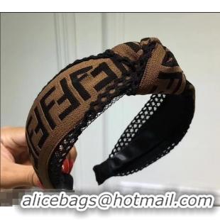 Buy Classic Fendi FF Logo Twill Headband F89605 Brown/Black 2018 