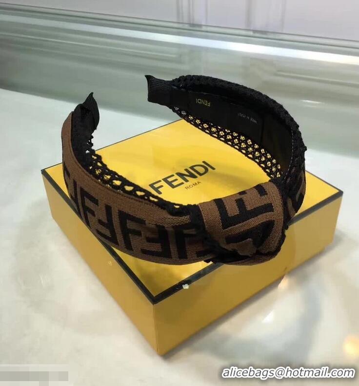 Buy Classic Fendi FF Logo Twill Headband F89605 Brown/Black 2018 