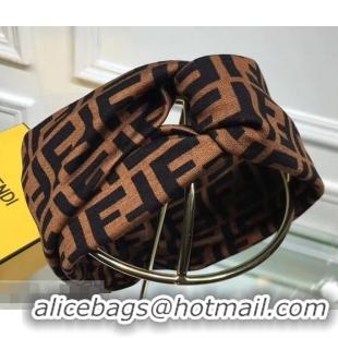 Ladies Cheapest Fendi FF Print Headband Brown F89606 2018