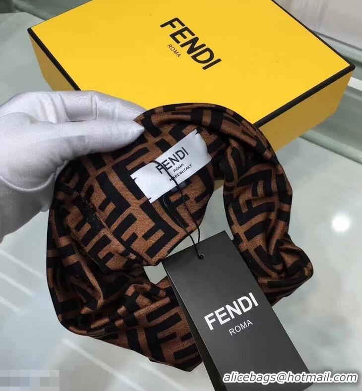 Ladies Cheapest Fendi FF Print Headband Brown F89606 2018