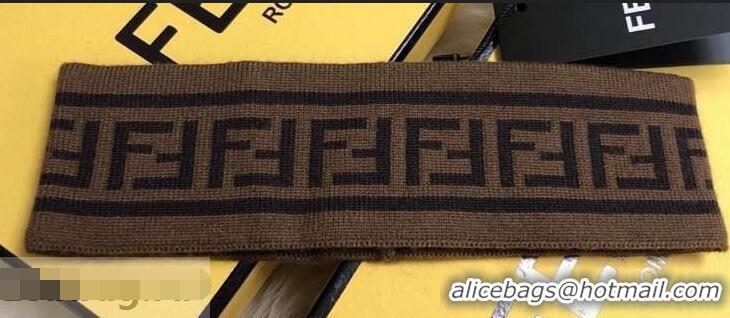 Luxury Classic Fendi FF Stripe Headband 921608 Coffee