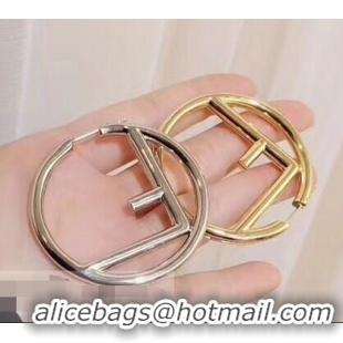 Fashion Ladies Fendi Logo Metal Earrings With Round Shapes 830320