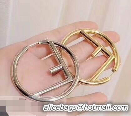 Fashion Ladies Fendi Logo Metal Earrings With Round Shapes 830320