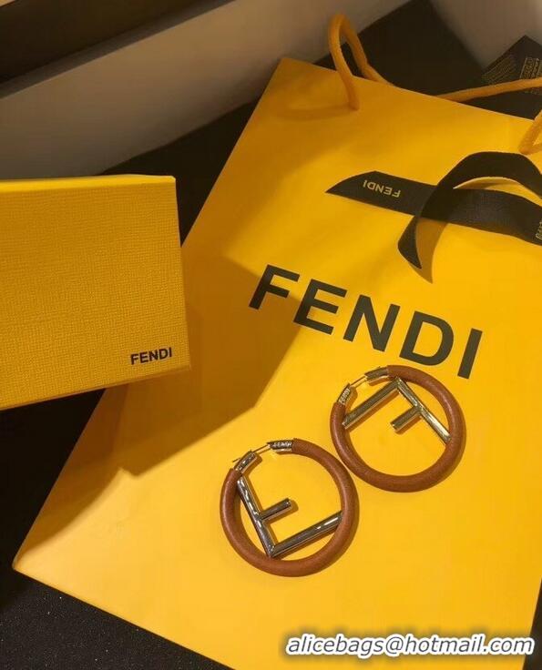 Ladies New Fendi F Is Fendi Loop Earrings F9108173 Brown