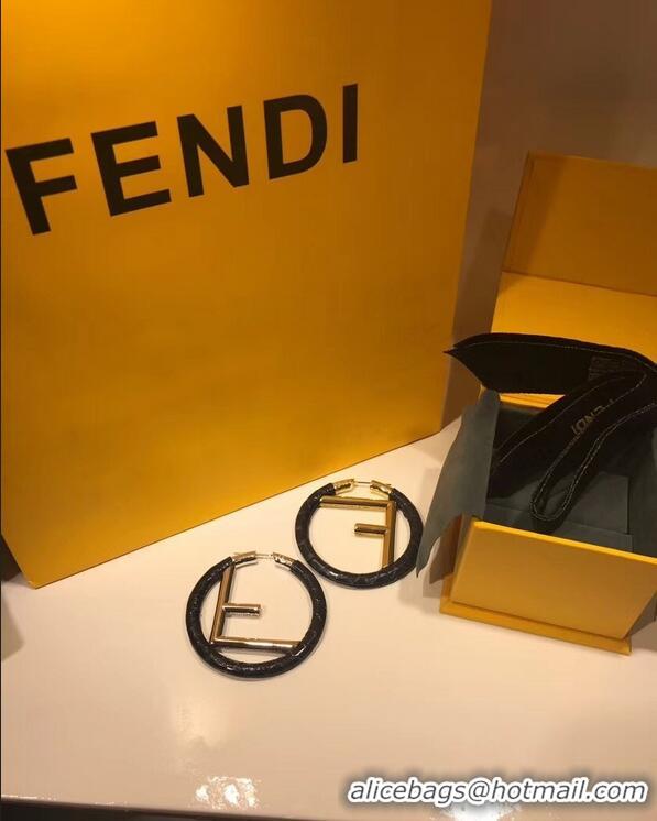 High Quality Fendi F Is Fendi Loop Earrings F9108173 Elaphe Black