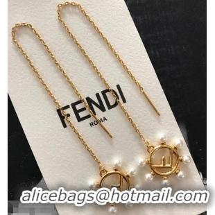 Low Price Fendi F Is Fendi Long Chain Pearl Earrings F93500