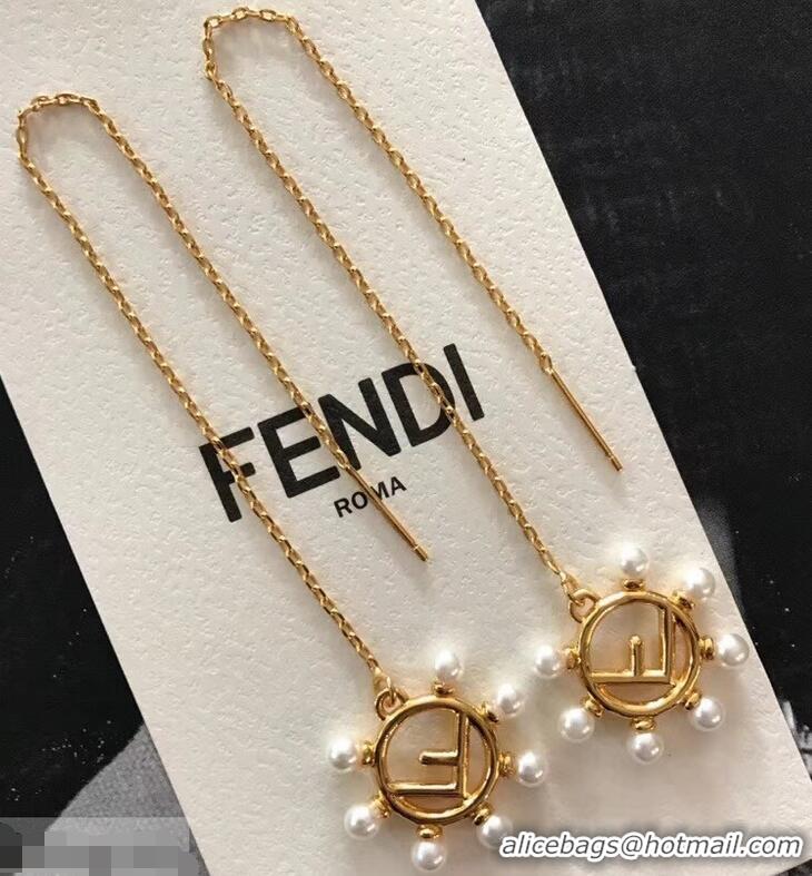 Low Price Fendi F Is Fendi Long Chain Pearl Earrings F93500