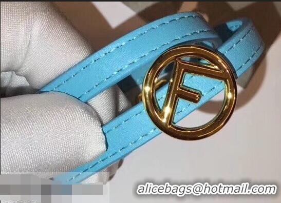 Top Quality Fendi F Is Fendi Double-wrap Bracelet F934101 Sky Blue with Adjustable Buckle