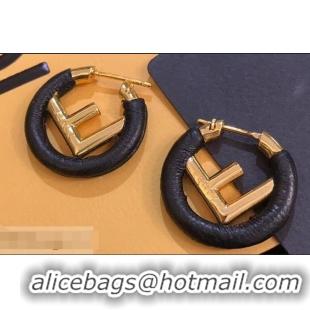 New Design Fendi F Is Fendi Loop Earrings F944285 Black/Gold