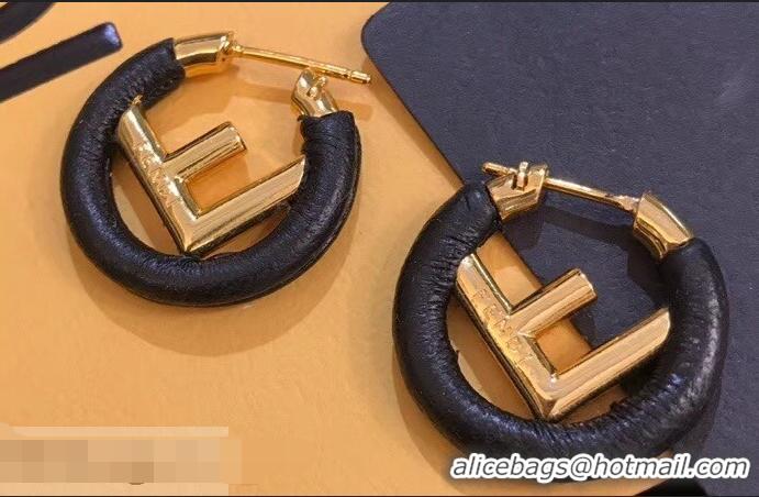 New Design Fendi F Is Fendi Loop Earrings F944285 Black/Gold