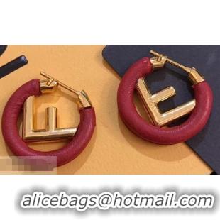 New Stylish Fendi F Is Fendi Loop Earrings F944285 Red/Gold