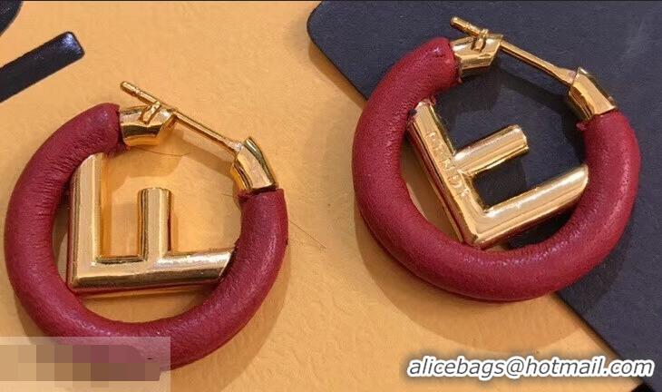 New Stylish Fendi F Is Fendi Loop Earrings F944285 Red/Gold