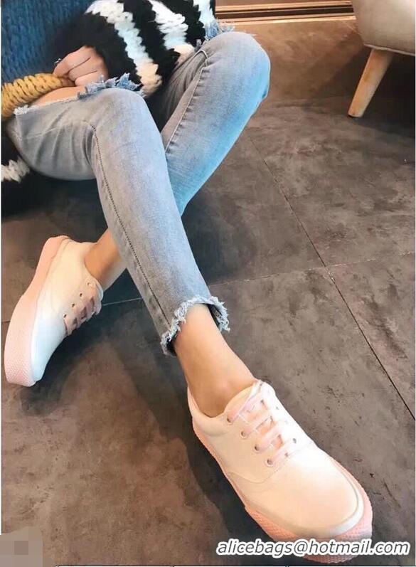 Best Discount Celine Rubber Sole Lace-up Sneakers C72283 White/Pink