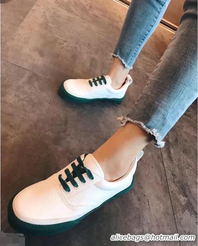 Inexpensive Discount Celine Rubber Sole Lace-up Sneakers C72283 White/Green