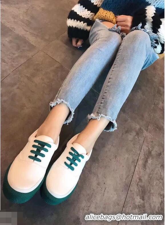 Inexpensive Discount Celine Rubber Sole Lace-up Sneakers C72283 White/Green