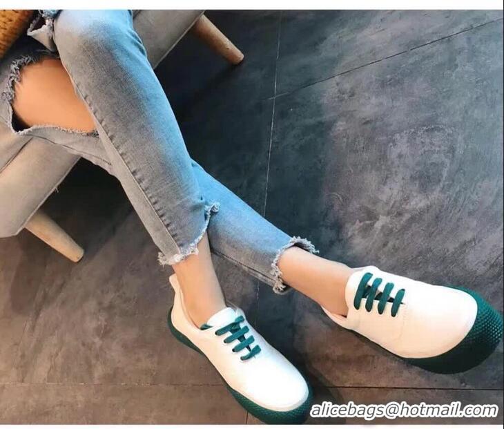 Inexpensive Discount Celine Rubber Sole Lace-up Sneakers C72283 White/Green