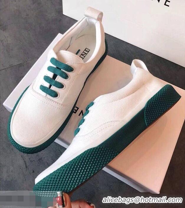 Inexpensive Discount Celine Rubber Sole Lace-up Sneakers C72283 White/Green