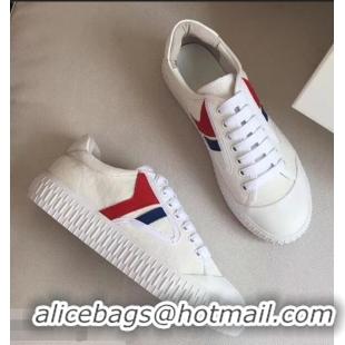 Free Shipping Discount Celine Canvas Plimsole Lace Up Sneakers C72426 White/Red/Blue