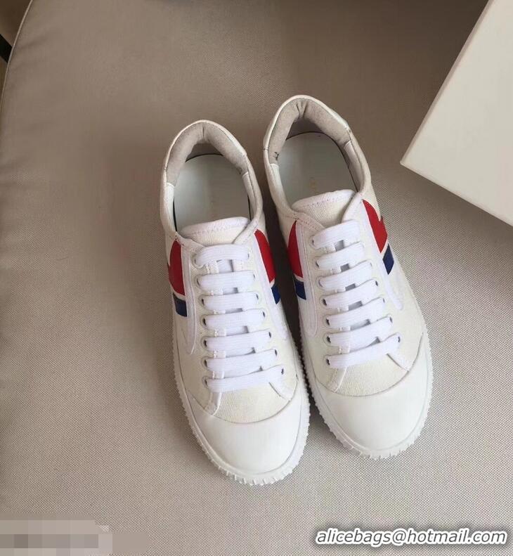 Free Shipping Discount Celine Canvas Plimsole Lace Up Sneakers C72426 White/Red/Blue