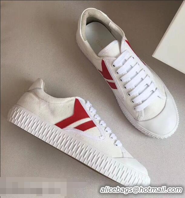 Top Quality Celine Canvas Plimsole Lace Up Sneakers C72426 Red/White