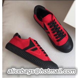 Cheapness Celine Canvas Plimsole Lace Up Sneakers C72426 Black/Red