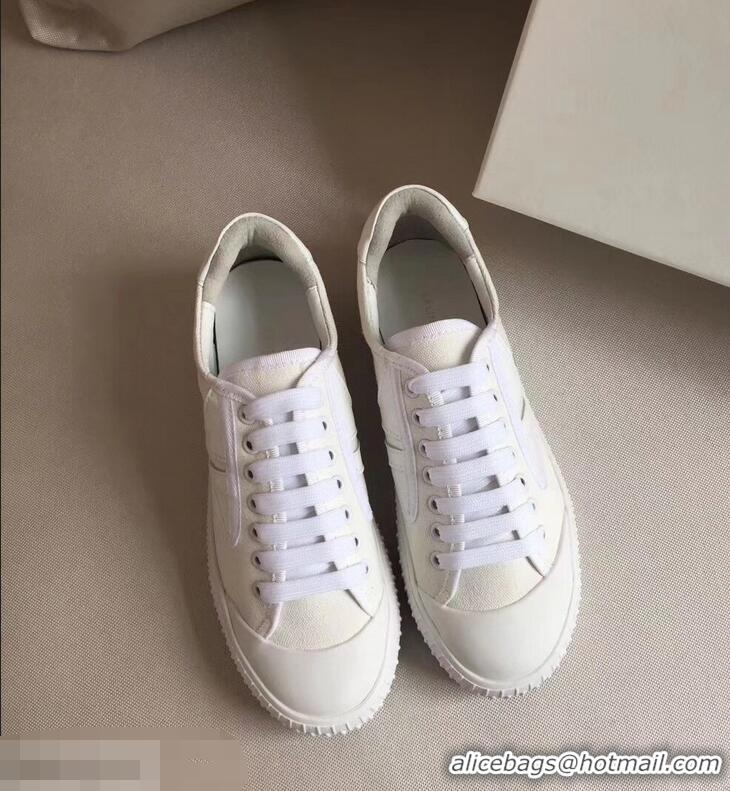 Top Discount Celine Canvas Plimsole Lace Up Sneakers C72426 White