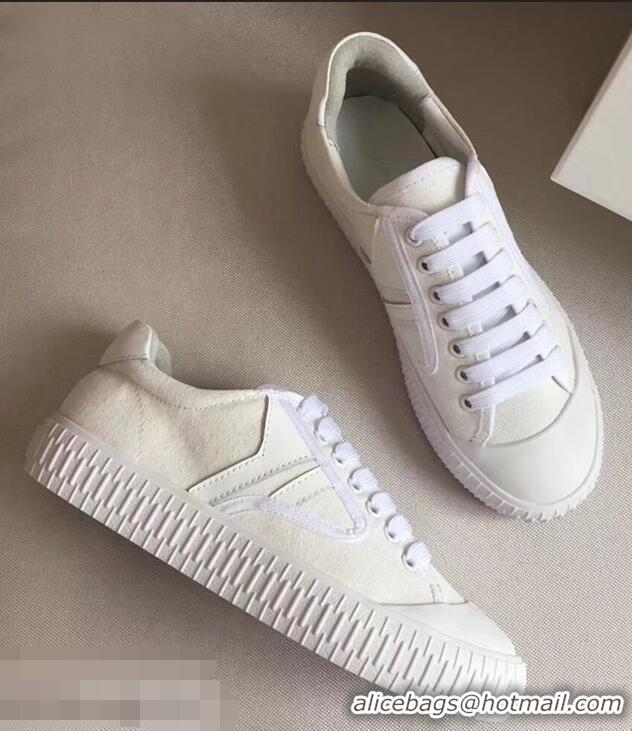 Top Discount Celine Canvas Plimsole Lace Up Sneakers C72426 White