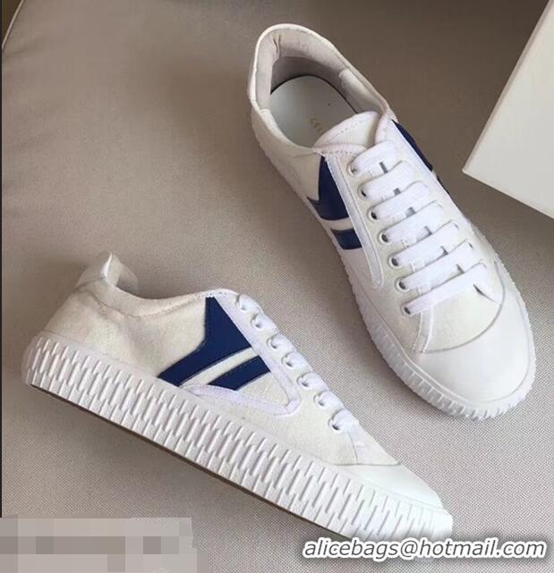 Luxury Discount Celine Canvas Plimsole Lace Up Sneakers C72426 Blue/White