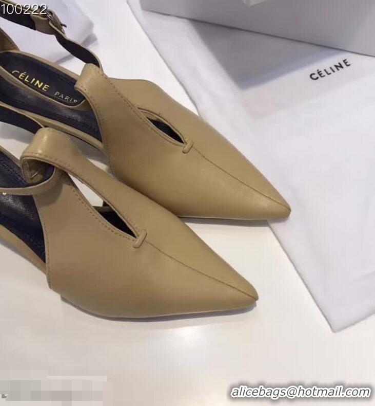 New Design Celine Soft V Neck Salomé in Nappa Lambskin 45mm Heel 323383 Beige