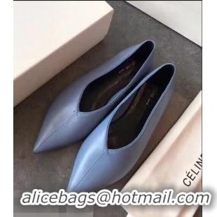 Low Cost Celine Soft V Neck Slipper Flat C80301 Blue