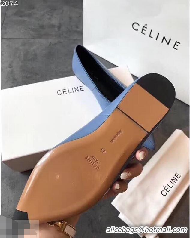 Low Cost Celine Soft V Neck Slipper Flat C80301 Blue