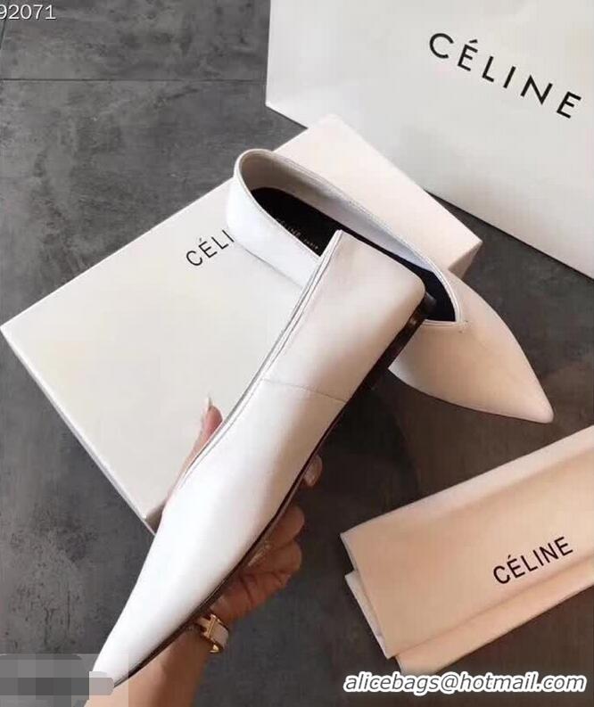 Fashion Low Price Celine Soft V Neck Slipper Flat C80301 White