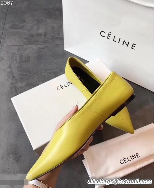 Imitation Low Price Celine Soft V Neck Slipper Flat C80301 Yellow