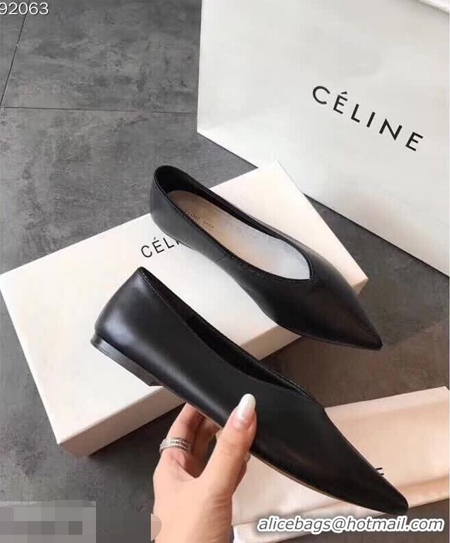 Best Low Price Celine Soft V Neck Slipper Flat C80301 Black