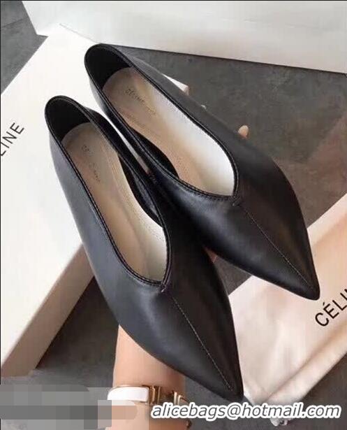 Best Low Price Celine Soft V Neck Slipper Flat C80301 Black