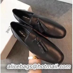 Luxury Classic Celine Tassel Flat Loafers C83001 Black