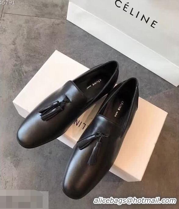 Luxury Classic Celine Tassel Flat Loafers C83001 Black