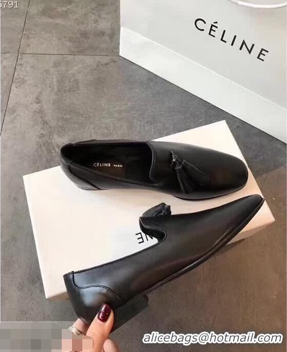 Luxury Classic Celine Tassel Flat Loafers C83001 Black