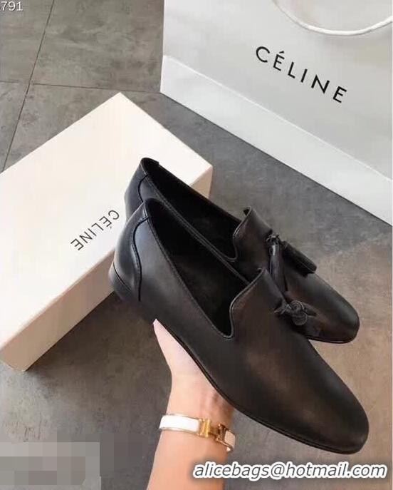 Luxury Classic Celine Tassel Flat Loafers C83001 Black