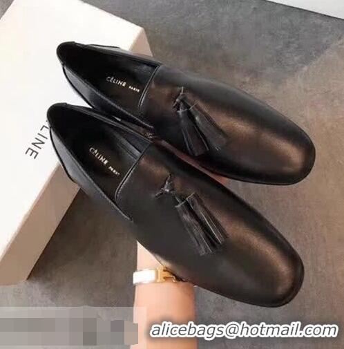 Luxury Classic Celine Tassel Flat Loafers C83001 Black