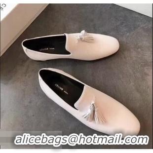 Luxury Cheap Celine Tassel Flat Loafers C83001 White