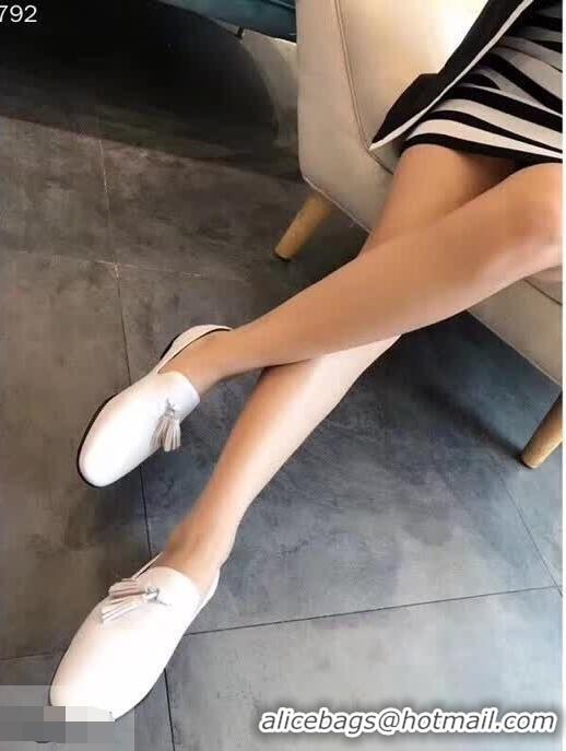 Luxury Cheap Celine Tassel Flat Loafers C83001 White