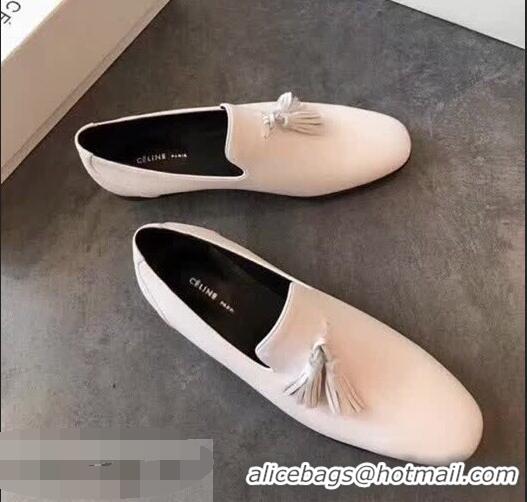 Luxury Cheap Celine Tassel Flat Loafers C83001 White