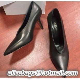 New Arrivals Celine Heel 7.5cm Leather Pointed-Toe Pumps C22509 Black 2019