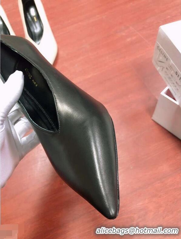 New Arrivals Celine Heel 7.5cm Leather Pointed-Toe Pumps C22509 Black 2019