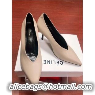 Buy Cheap Celine Heel 7.5cm Leather Pointed-Toe Pumps C22509 Nude 2019