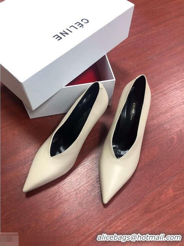 Buy Cheap Celine Heel 7.5cm Leather Pointed-Toe Pumps C22509 Nude 2019